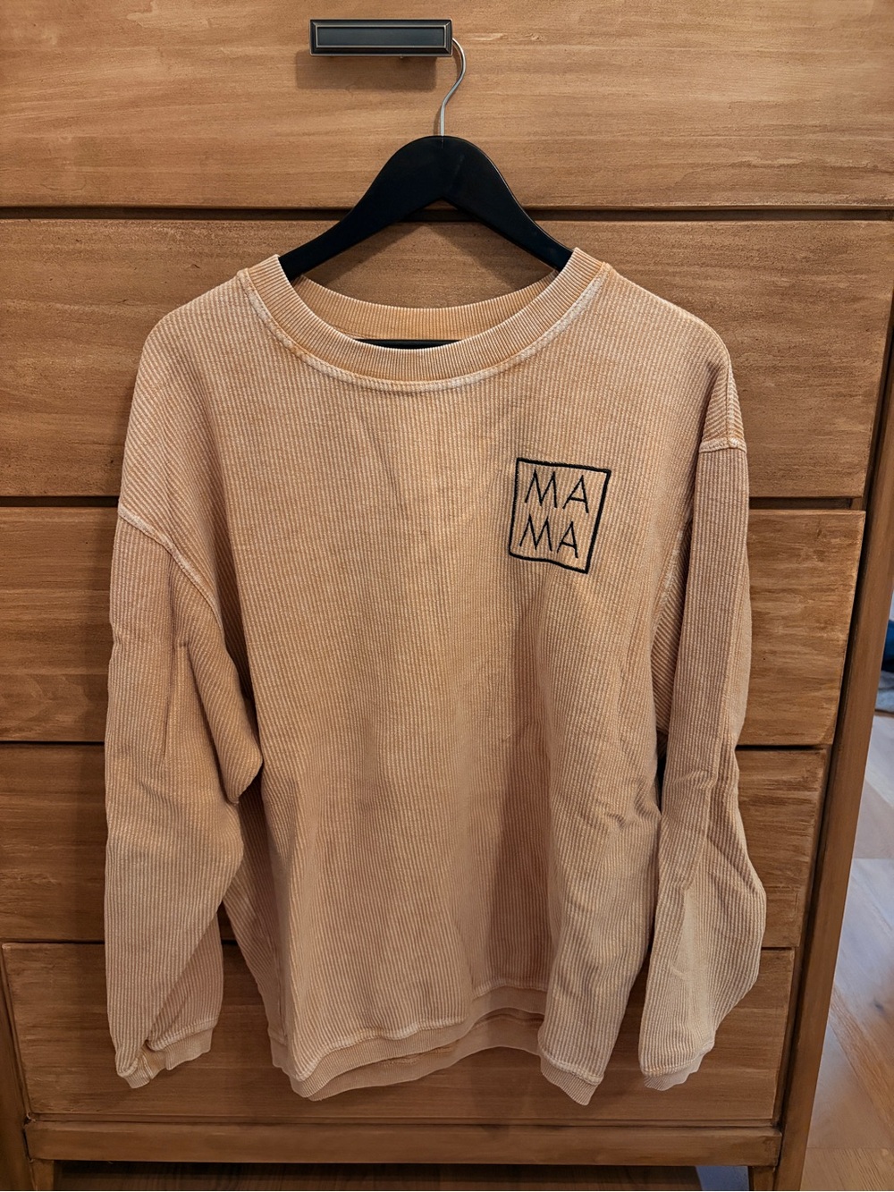 Embroidered Corduroy Crewneck Sweater - Tan